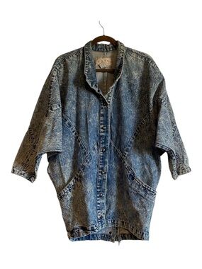 VTG Learsi Denim Jacket SM Blue Jean Stonewash Americana Minimal Casual 80s